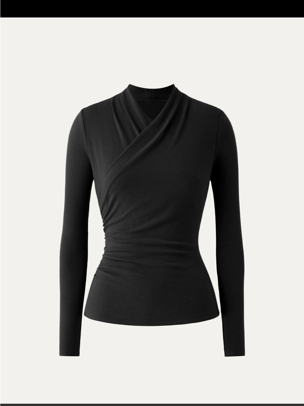 OGL Black Draped Crossover Long-Sleeve Top with tags